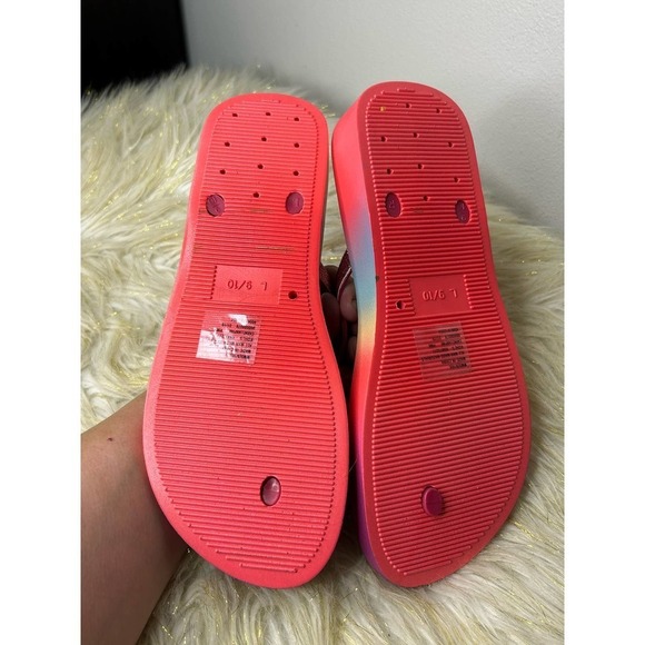 SO Rainbow Sparkle Platform Flip Flop Sandals 9 - Picture 4 of 7